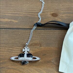 New Vivienne Westwood Silver and Black Heart Pendant Necklace